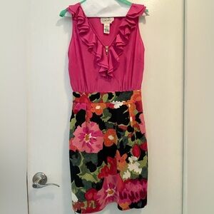 Tabitha Anthropologie Pink Ruffle and Floral Dress